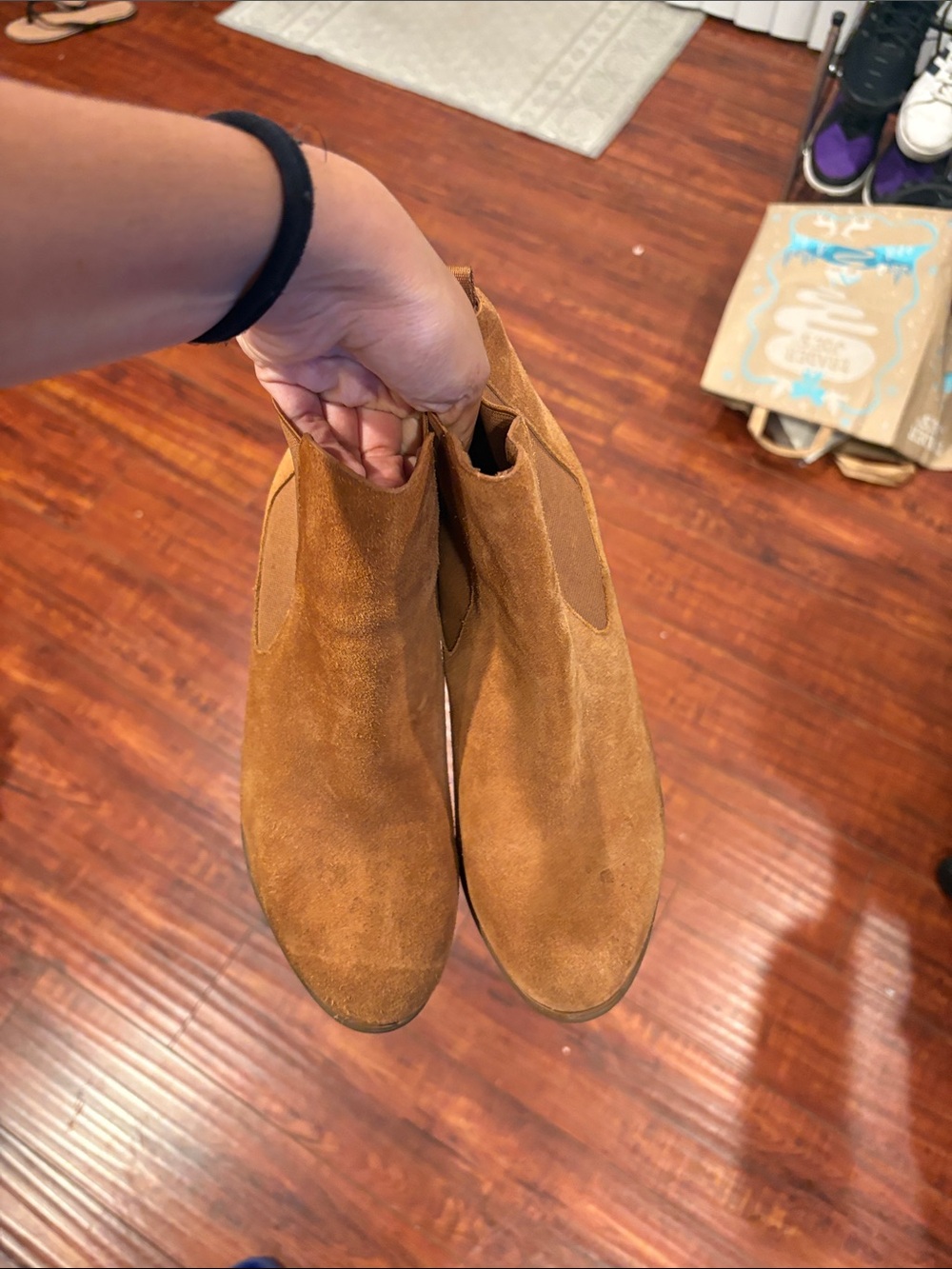 Michael Kors Suede Chelsea Ankle Boots in Cognac